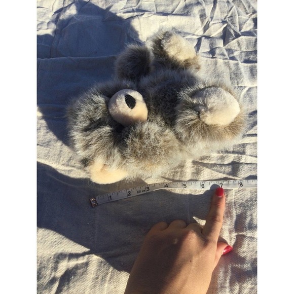 Vintage smile bear 7” 7 in stuffed animal grey gray cream 1991 90s - Picture 12 of 12